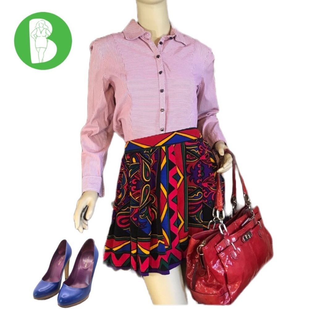 VINTAGE 90s WILLIAM SERBIN psychedelic print pleats mini skirt